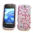 HTC myTouch 4G Slide (T-Mobile) Snap-on Protector Hard Case Rhinestone Cover "Pink Flowers" Design