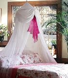 White & Red Chiffon Furbelow Princess Bed Canopy By Sid