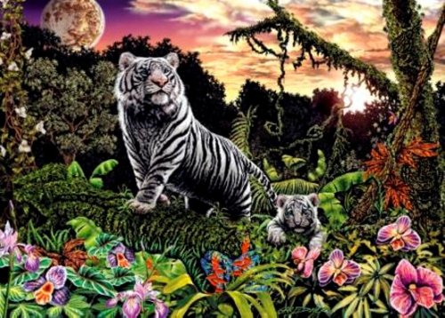Childrens Toyshop  Toys : Ravensburger Puzzle - Look And Find White Tigers (1000 pieces)