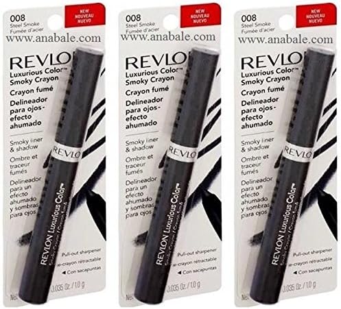 (Quantity of 3) Revlon Luxurious Color Smoky Crayon, Steel Smoke 008, 0.035-Ounce