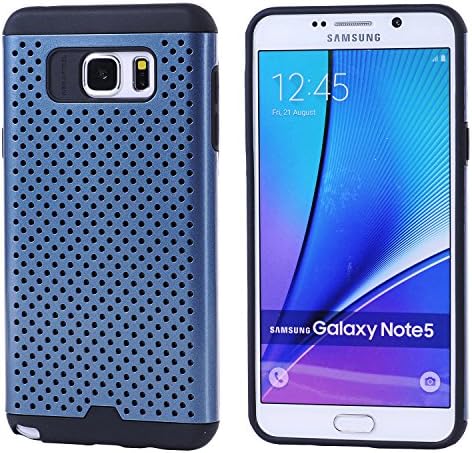 Galaxy Note 5 Case, Faypro® Armor Mesh Dual Layer Shell Cover Hybrid PC Silicone Shockproof Hard Soft Skin Case for Samsung Galaxy Note 5 (Dark blue)