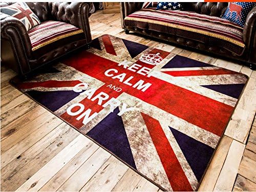 British Style Retro Rice Word Flag Rectangular Rug for a Living Room Bedroom Coffee Table Sofa Carpet Mats,47.2" x 31.5"