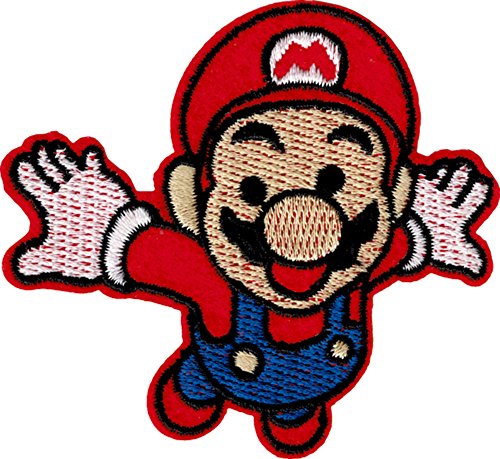 Mario flying in space in New Super Mario Bros Embroidered Iron On / Sew On Patch Applique