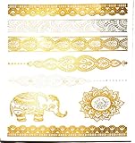 Premium Metallic Tattoos - 75+ Gold, Silver, Black Shimmer Designs. Temporary Fake Jewelry Tattoos By Terra Tattoos™ (Harmony Collection)