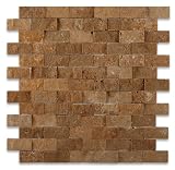 Noce 1X2 Travertine Split-Faced Mosaic Tile