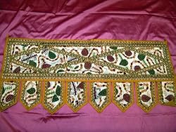 FREE SHIP Gold White Beads Vintage Sari Toran Window Door Tapestry Topper Valance