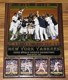 2009 WORLD CHAMPION NEW YORK YANKEES TEAM CELEBRATION PHOTO DARK WALNUT WOOD COLLECTOR PLAQUE