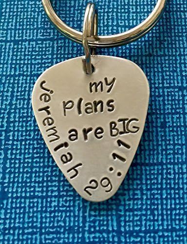 Scripture Keychain - Bible Verse Keychain - Jeremiah 29:11 - Gift for Boyfriend - Guitar Pick Keychain - Gift for Pastor - Christmas Gift