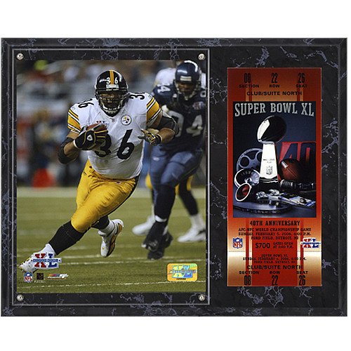 Mounted Memories Pittsburgh Steelers Super Bowl XL Jerome Bettis Plaque with Replica Ticket