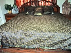 Silk Bedding-7p Black Floral Sari India Bedding Bedspread Duvet King/ Queen.