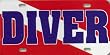 Red, White & Blue Diver Plastic License Plate