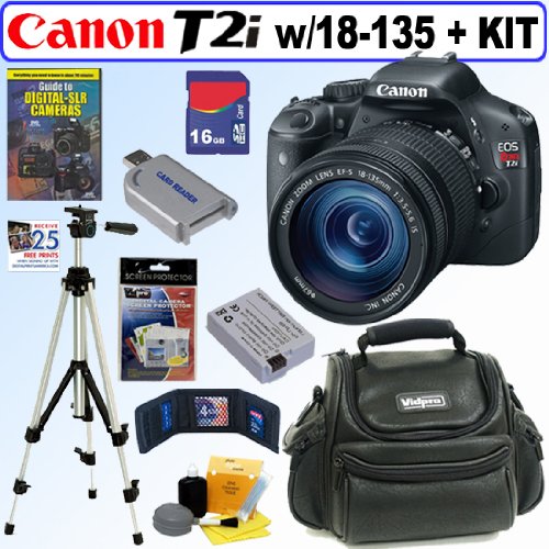 Canon EOS Rebel T2i 18 MP CMOS APS-C Digital SLR Camera with EF-S 18-135mm f/3.5-5.6 IS UD Standard Zoom Lens + 16GB Deluxe Accessory Kit
