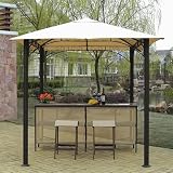 D.C. America 8x8 Column Barzebo Pavilion with 2 Bar Stools-Bronze/Beige