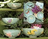 Ceramic Butterfly Mini Bowls with Wrought Iron Stand (5 piece set)