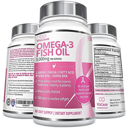 VitaCause Pure Omega 3 Fish Oil - 180 softgels - 3,000MG Per Day VitaCause Pure Omega 3 Fish Oil - 180 softgels - 3,000MG Per Day