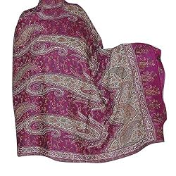 Paisley Shawls Floral Embroidered Wool Wrap 84 x 40 inches (psley348)