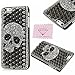 iPhone 6 Skull Case, Charm Of Diamonds Unique Handmade 3D Cool Skull Black Case For Apple iPhone 6 4.7'' Bling Rhinestone Crystal Cover Phone Back Hard Protective Skin +Clean Cloth