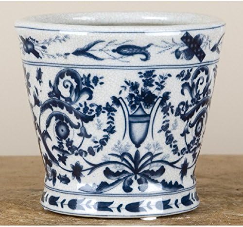 Home decor. Set of 2 Blue and White Porcelain Round Planter. Dimension: 5.5 x 5. Pattern: Azure Casey.