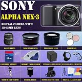Sony Alpha NEX 5 Interchangeable Lens Digital Camera With Sony E series 18 55mm f/3.5 5.6 OSS Lens w/Shade + HUGE ACCESSORIES PACKAGE INCLUDING WIDE ANGLE MACRO LENS + 2X TELEPHOTO + 3 PC FILTER KIT + 16GB SDHC MEMORY CARD + EXTENDED LONG LIFE BATTERY + CARRYING CASE + TRIPOD + LENS HOOD + LENS CAP KEEPER & MUCH MORE!! Sony Alpha NEX 5 Interchangeable Lens Digital Camera With Sony E series 18 55mm f/3.5 5.6 OSS Lens w/Shade + HUGE ACCESSORIES PACKAGE INCLUDING WIDE ANGLE MACRO LENS + 2X TELEPHOTO + 3 PC FILTER KIT + 16GB SDHC MEMORY CARD + EXTENDED LONG LIFE BATTERY + CARRYING CASE + TRIPOD + LENS HOOD + LENS CAP KEEPER & MUCH MORE!! sony alpha nex 3