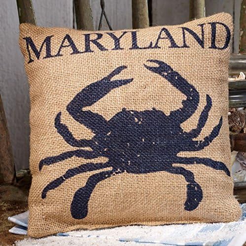 10rnanmentsstore Maryland Blue Crab - Burlap Accent hY386 cotton linen square throw pillow cover for sofa bed 18X18inch