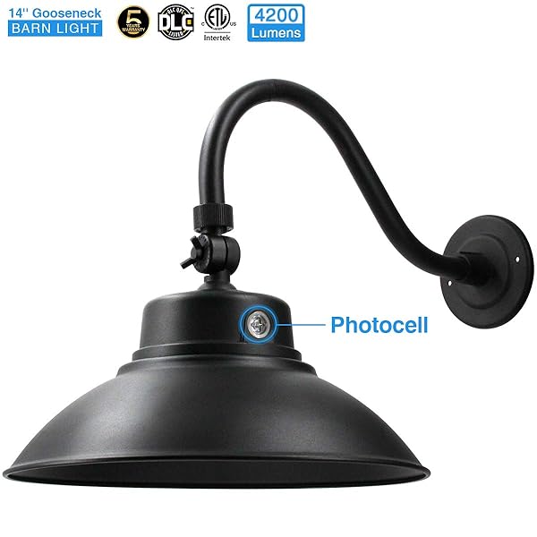14 2in Black Led Gooseneck Barn Light 42w 4000lm Daylight Led