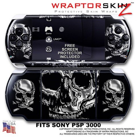 Chrome Skulls WraptorSkinz Skin and Screen Protector Kit fits Sony PSP 3000