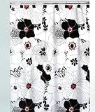 Red Black White Contemporary Vintage Floral Shower Curtain - by ECHO design