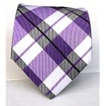 100% Silk Woven Violet Plaid Tie