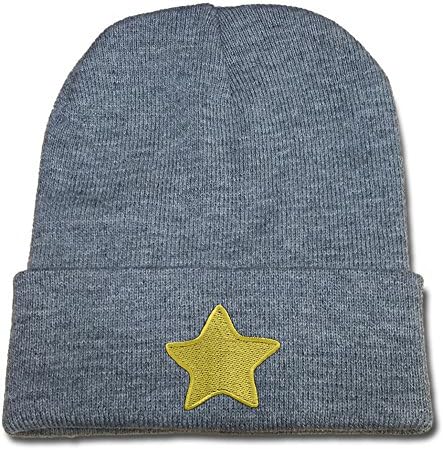 JIUWEI Steven Universe Yellow Star Logo Beanie Fashion Unisex Embroidery Beanies Skullies Knitted Hats Skull Caps - Grey