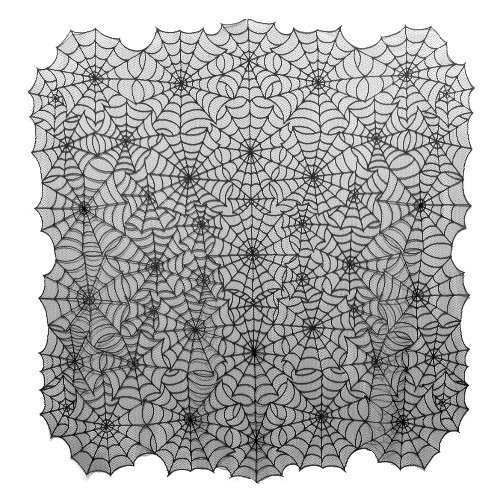 Heritage Lace Spider Web 60-Inch by 60-Inch Table Topper, Black