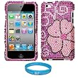 Premium Two Piece Pink Blooming Flower Rhinestone Design Protective Cover Case for Apple iPod Touch 4th Generation (8GB 16GB 32GB) iPod Touch 4 Latest Gen + SumacLife TM Wisdom Courage Wristband