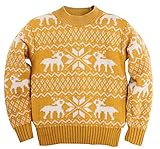 (コ-ランド) Co-land キッズ ニットセーター ベビー服 男の子 女の子 丸首 長袖 シカ柄 子供服 こども 男女児 プルオーバー 秋冬トップス カジュアル イエロー 150