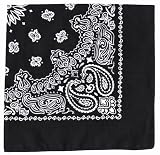 Bandanas by the Dozen (12 units per pack, 100% cotton) [Black Paisley]