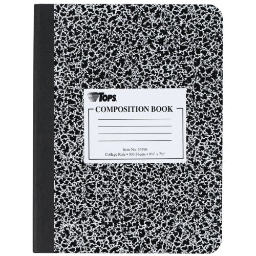 TOPS Marble Composition Books, 7.5 x 9.75 Inches, College Rule, Hard Cover, 100 Sheets, White, Box of 12 Books (63796) TOPS Marble Composition Books, 7.5 x 9.75 Inches, College Rule, Hard Cover, 100 Sheets, White, Box of 12 Books (63796)