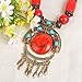Big Charms Drop Bronze Tassel Fringe Wood Beaded Enamel Collar Necklace Pendant