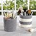 InterDesign Ellis, Hand Knit Mini Bins for Makeup, Brushes, Lotion, Perfume - Set of 2, Gray/Ivory
