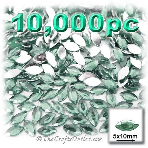 10,000pc Rhinestones Eye Shaped (Navette) 5x10mm Peridot Light Green