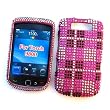 BlackBerry Torch 9800 & 9810 (AT&T) Snap-on Protector Hard Case Rhinestone Cover "Pink Plaid" Design