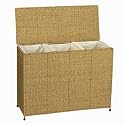Whitney Design ML-6445 Woven-Seagrass Triple Laundry Sorter with Casters and 3 Removable Bags