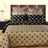 Taupe with Black Bloomingdale 9pc Egyptian Cotton Bed in a Bag 400 Thread Count Full Size