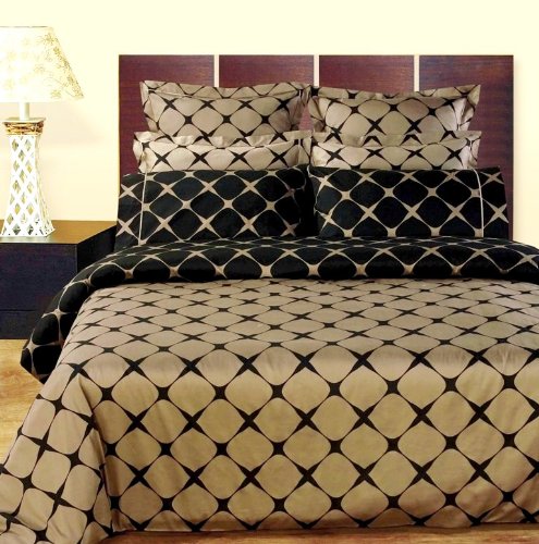 9 PC Black & Taupe Bed in a Bag Comforter Set 