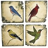 IMAGE OF Home/Garden Décor By CBK Mosaic Glass Bird Wall Tile (4Asstd)/Polystone And GlassEpping Stone Natural (Set Of 4)