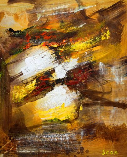Modern Abstract, Spirit in Fire, Handmade Oil Painting on Canvas, Hand Signed, with Certificate of Authenticity, Size 20 X 24, Framed / Stretched / Gallery Wrap, Ready to Hang, Perfect Wall Décor