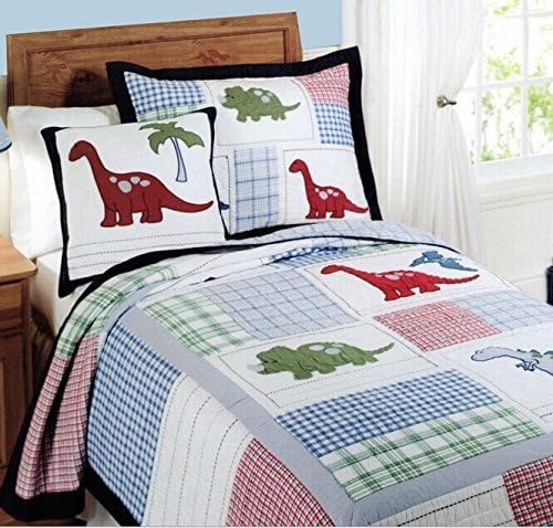 Zacard Boys Dinosaur Cartoon Quilt Sets Children's Bedspread Sets Kids Bedding Twin Size 2 Piece (1, Twin)
