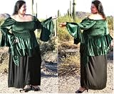 GypsyVelvetBohemianPeasantTop in Green