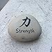 Strength Kanji Symbol Engraved Stone, Inspirational Sandblast, Perfect Gorgeous Unique Gift Ideas, Natural Beach Pebble Rock