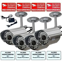 VideoSecu 4 Channel Network USB 2.0 DVR Security Camera System, including 4 Day Night Vision Security Cameras with Audio and 1 of 4 Channel Power Supply WAG
