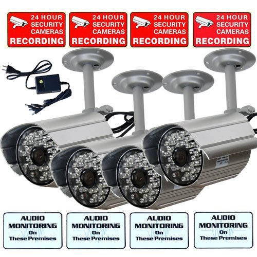 VideoSecu 4 Channel Network USB 2.0 DVR Security Camera System, including 4 Day Night Vision Security Cameras with Audio and 1 of 4 Channel Power Supply WAG