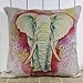 Decho Colorful Elephant Wild Animal Linen Burlap Cushion Cover Pillow Case