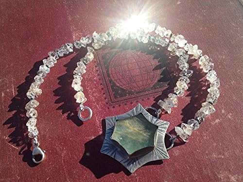 Dark Snowflake Aquamarine, Sterling Silver, Herkimer Diamonds Necklace. Primitive, Rustic, Boho, Bohemian, Talisman, Organic, Raw, Winter.